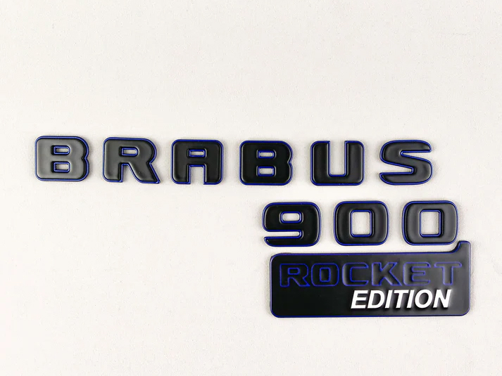 Brabus 900 Rocket Edition Rear Emblem Black with Blue Metal Badge for Mercedes-Benz Cars